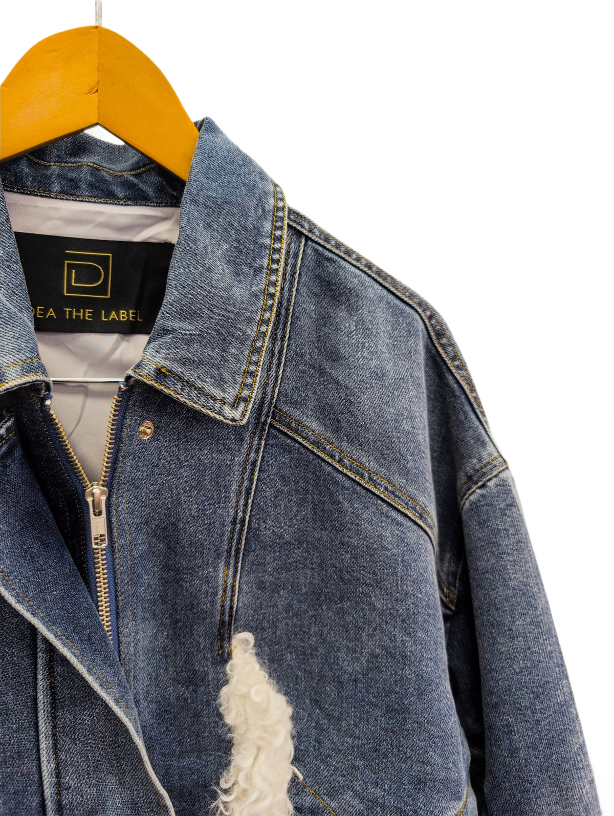 Fur Paneled Denim Jacket