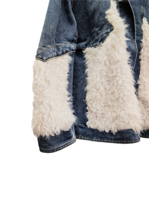 Fur Paneled Denim Jacket