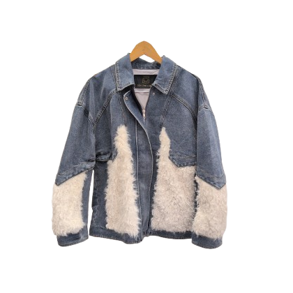 Fur Paneled Denim Jacket